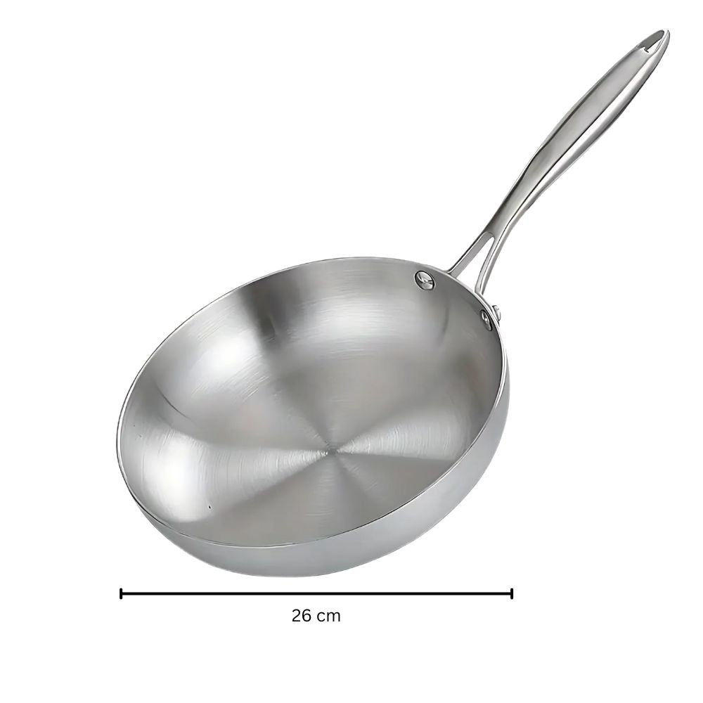 5-Ply Stainless Steel Frying Pan with Even Heat Distribution