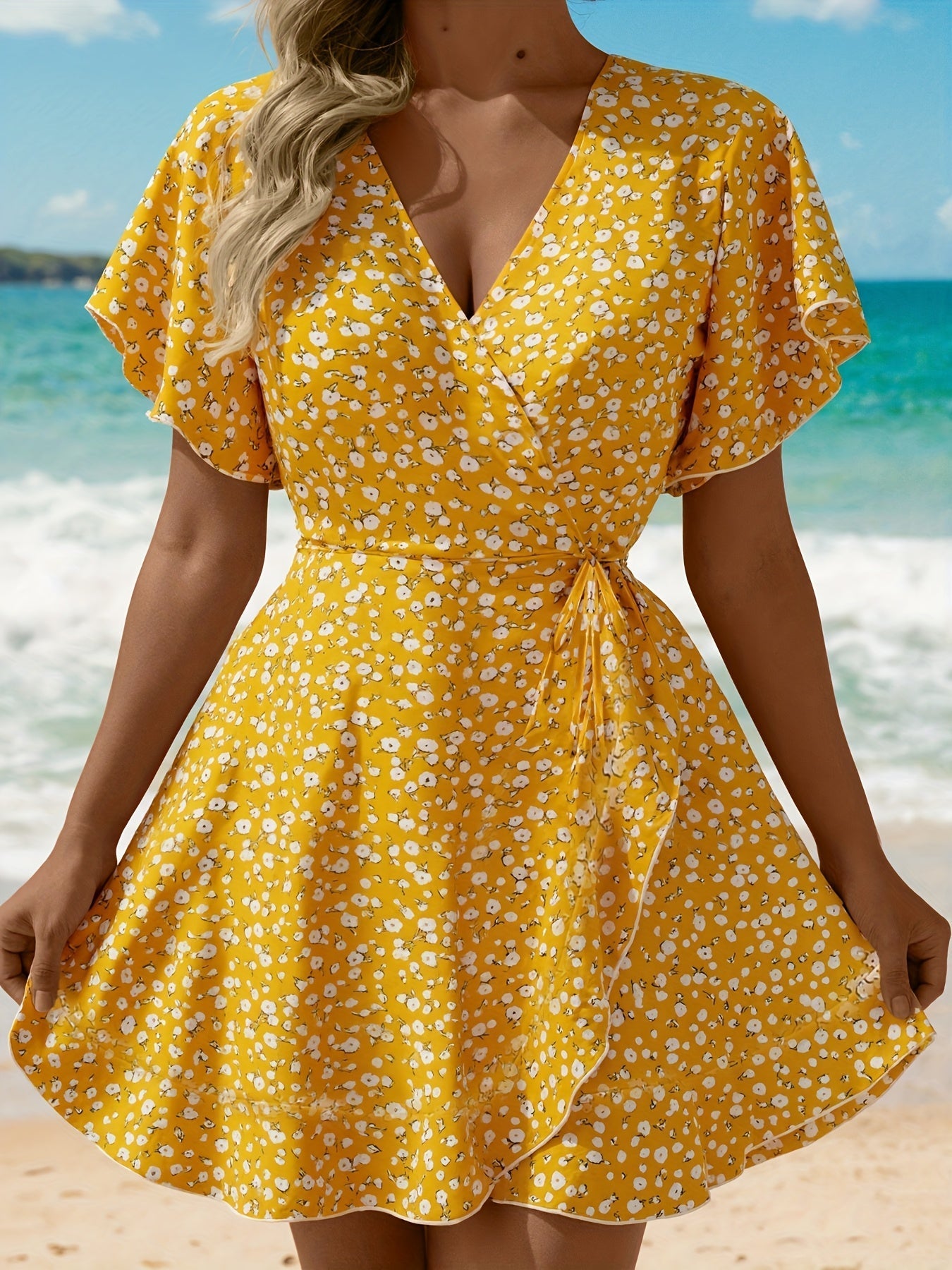 Floral Wrap Summer Dress for Women