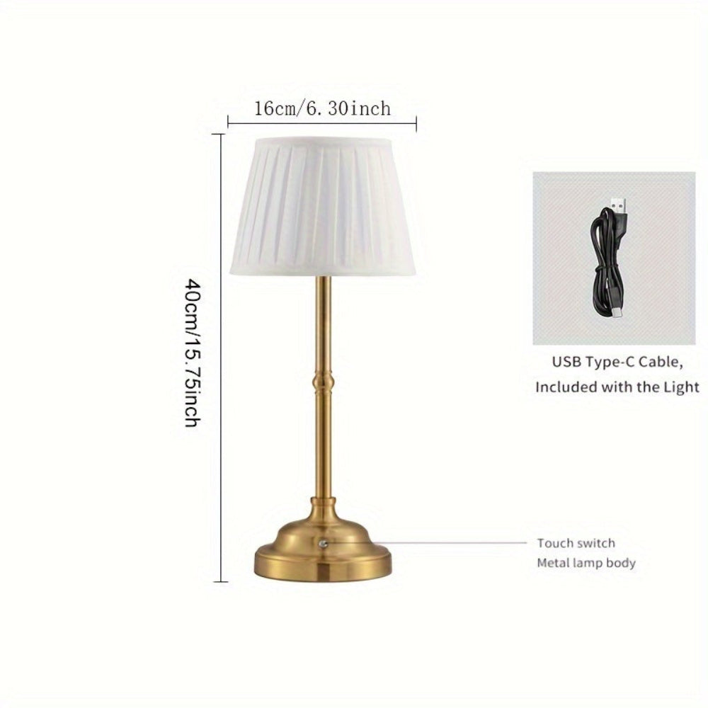 Cordless Rechargeable Brass LED Touch Table Lamp