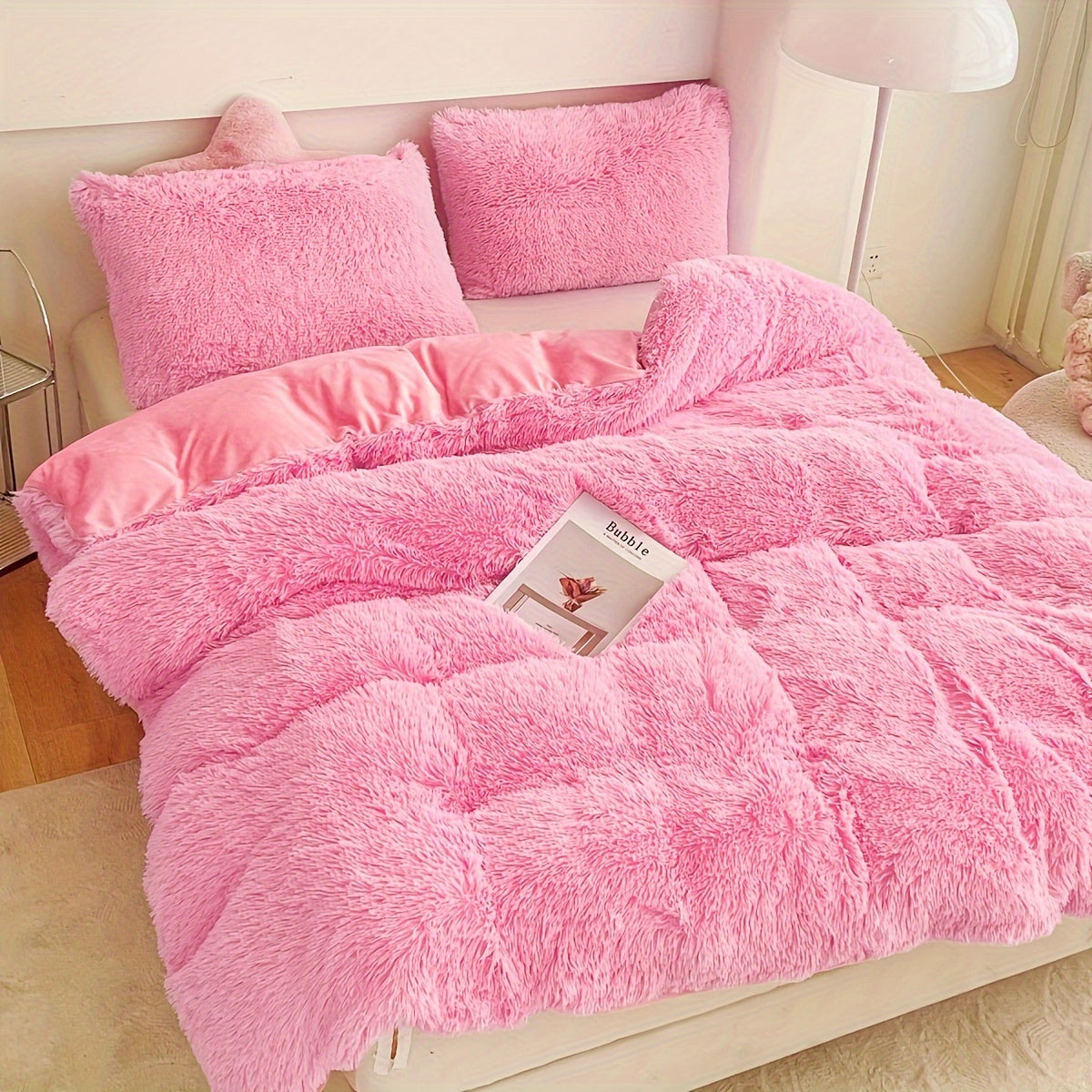 Three-Piece Velvet Bedding Set with Duvet Cover and Pillowcases