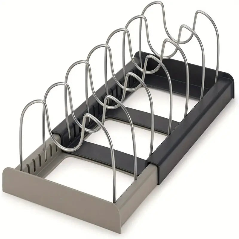 Adjustable Pot and Lid Organizer for Kitchen Cabinets