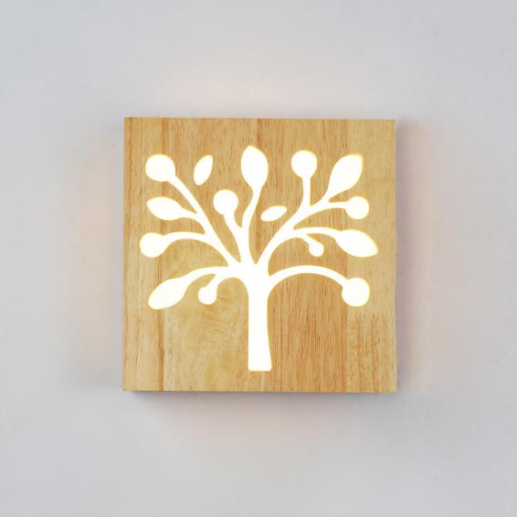 Wooden LED Wall Lamp - Energy-Efficient Nature-Inspired Design