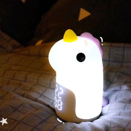 Unicorn Alarm Clock with Night Light and Timer - LED Color Changing Nursery Decor