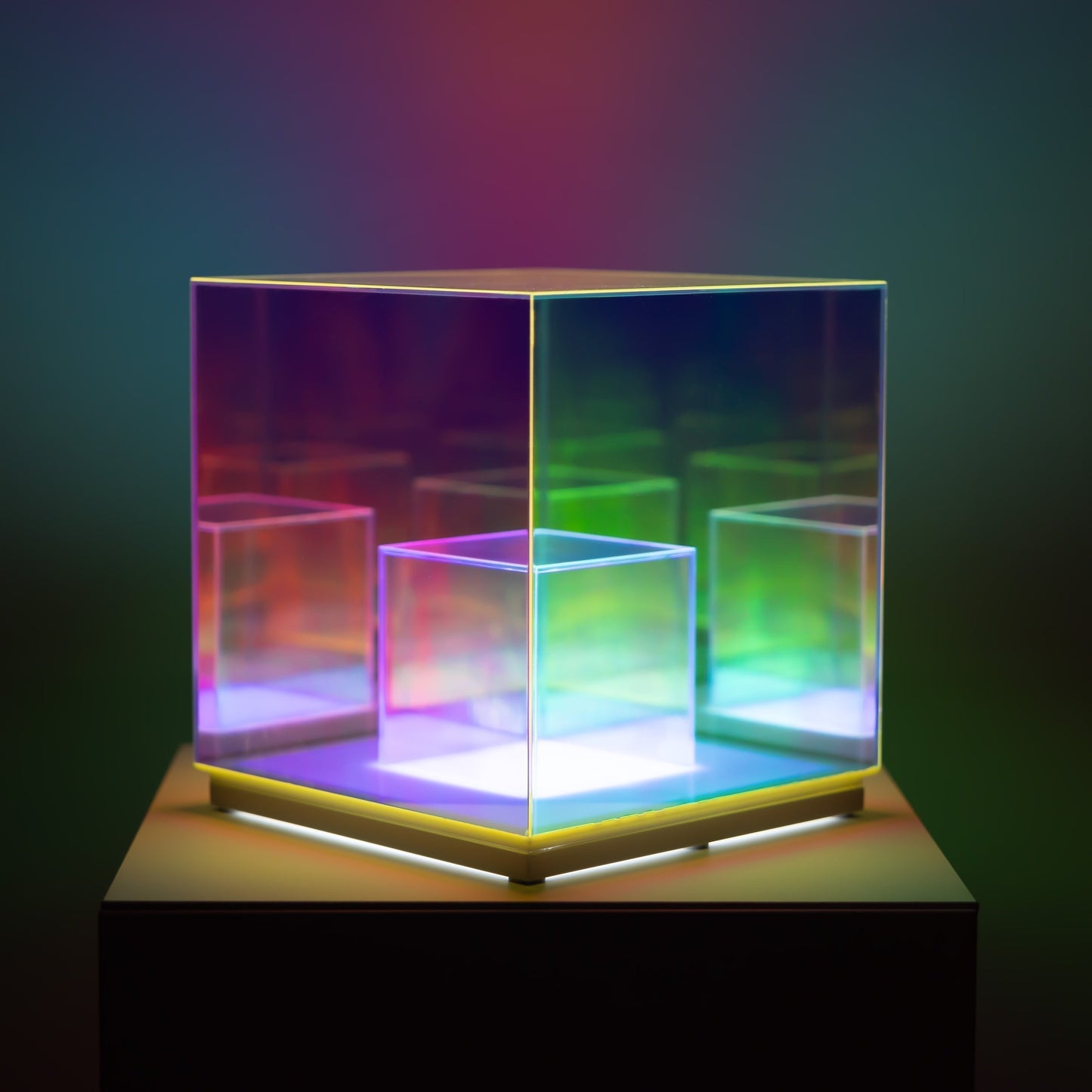 Concentric Cube LED Table Lamp with RGB Color Options