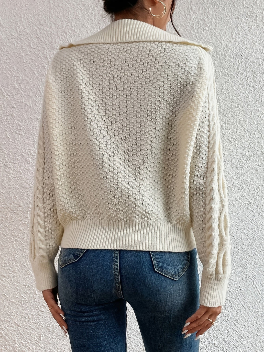 Harlow | Cable Knit Sweater with Zipper Collar