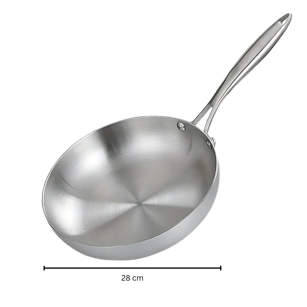 5-Ply Stainless Steel Frying Pan with Even Heat Distribution