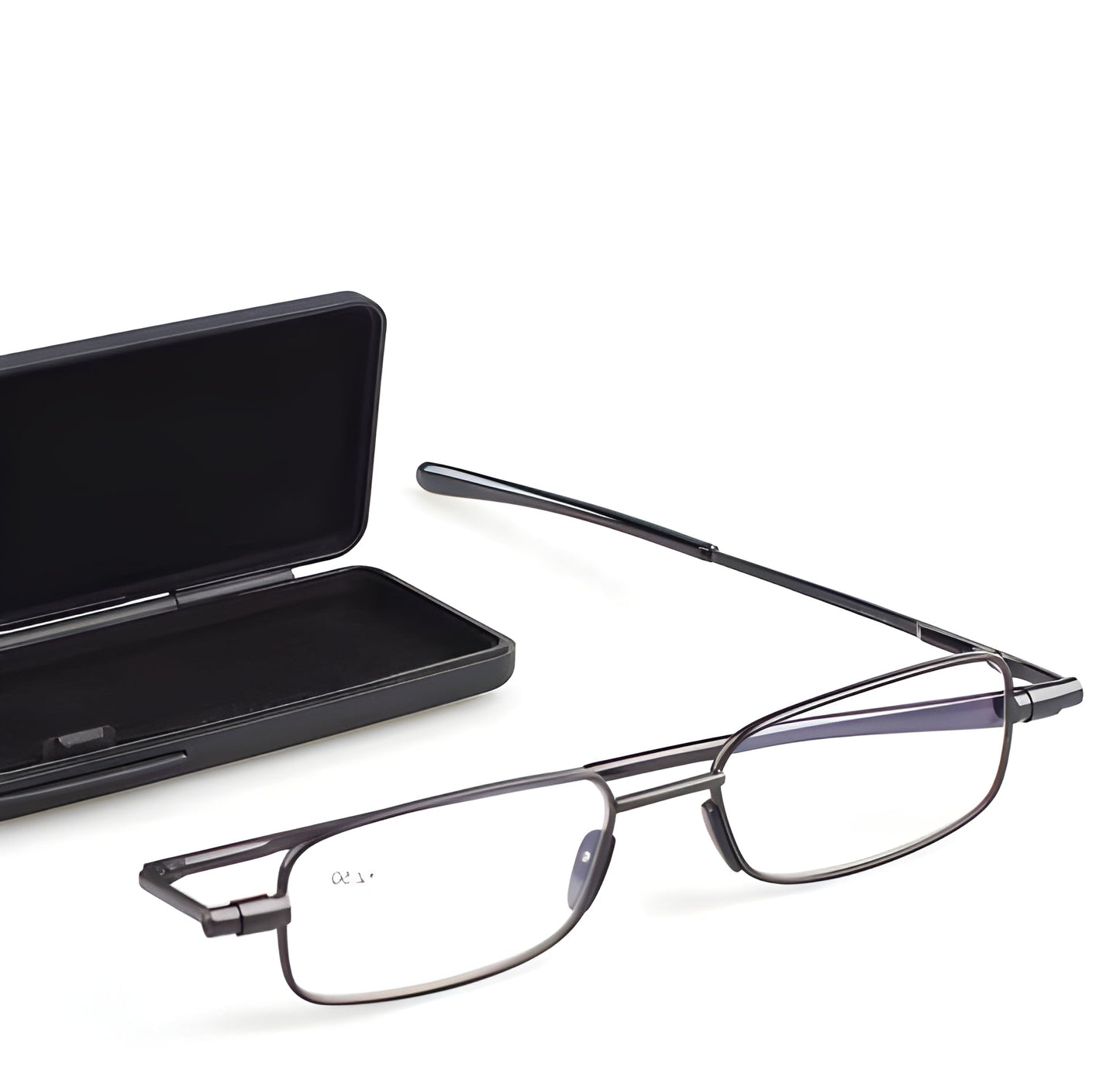 Compact Folding Reading Glasses for Men and Women - Gray Stainless Steel