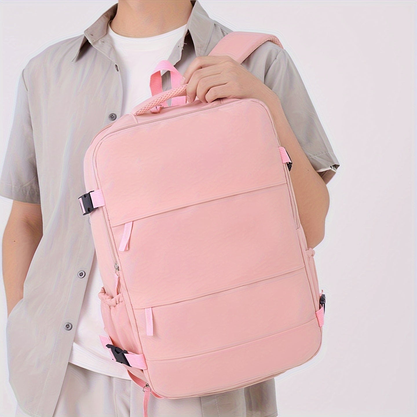 180° Opening Nylon Backpack with Separate Shoe Compartment
