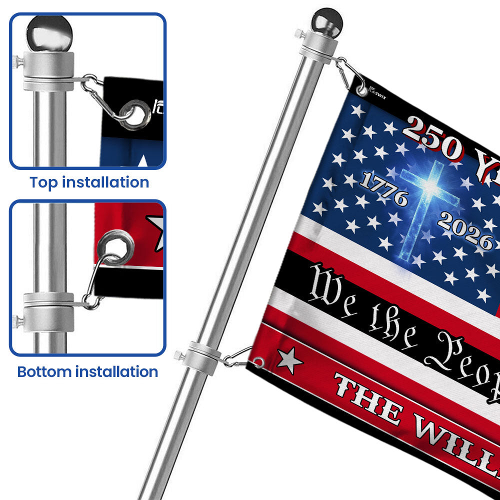 Personalized Patriotic Canvas Flag with Grommets - Custom Name 250 Years of Blessings 1776-2026