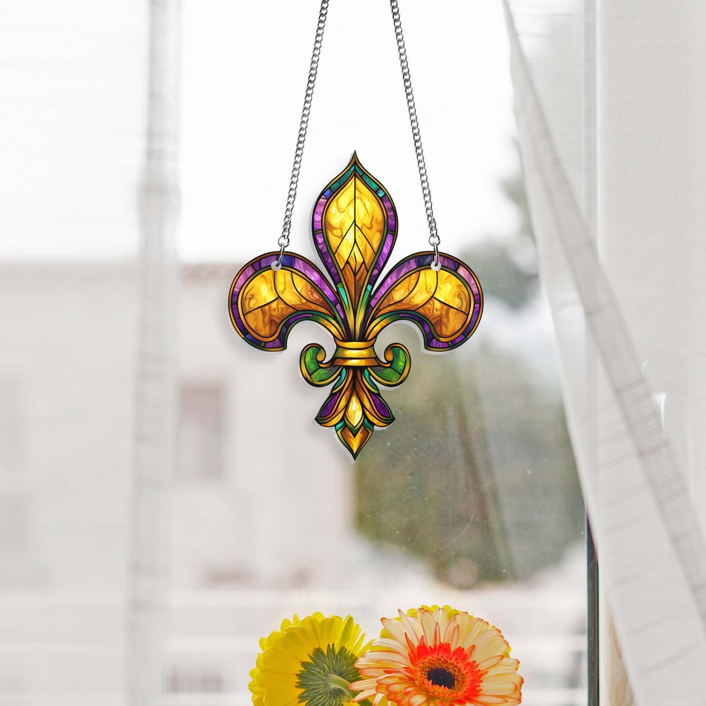 Fleur De Lis Acrylic Suncatcher for Mardi Gras Decor
