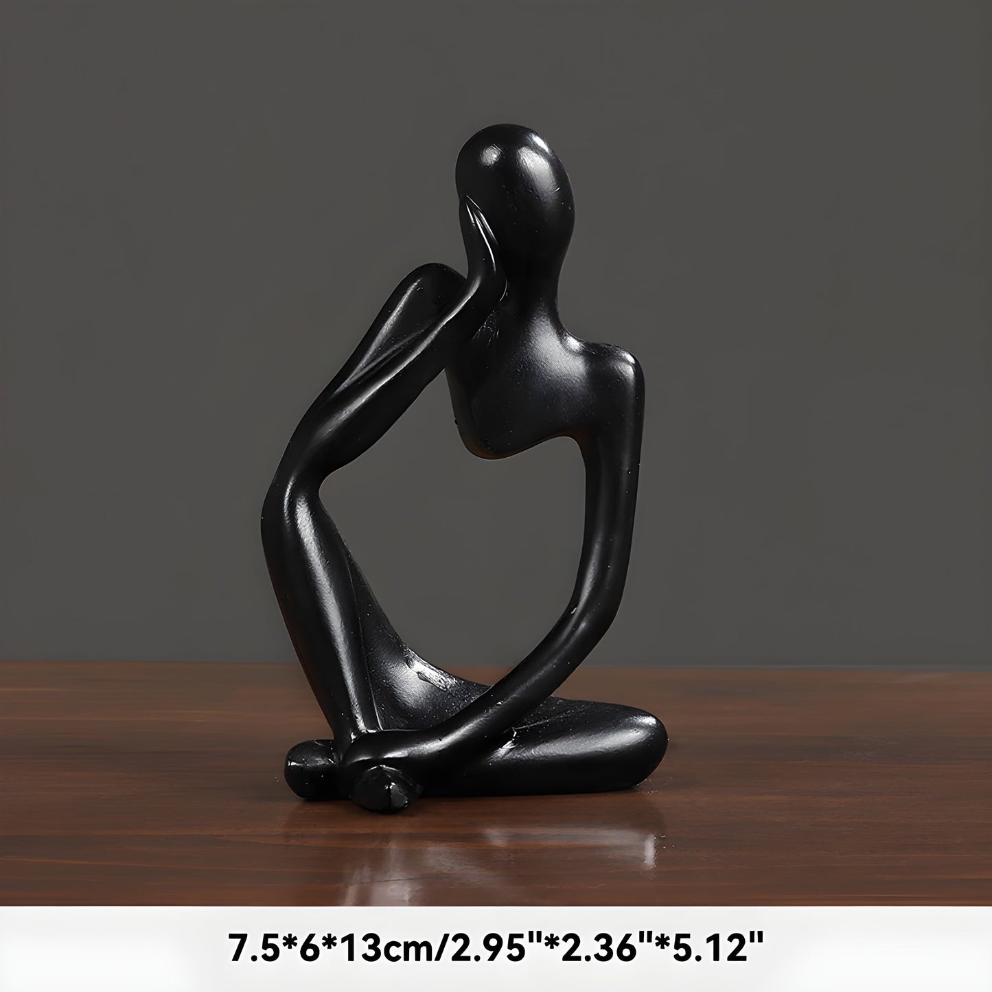 Abstract Yoga Thinker Sculpture in Sand-Hued Scandinavian Design