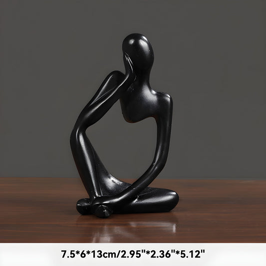 Abstract Yoga Thinker Sculpture in Sand-Hued Scandinavian Design
