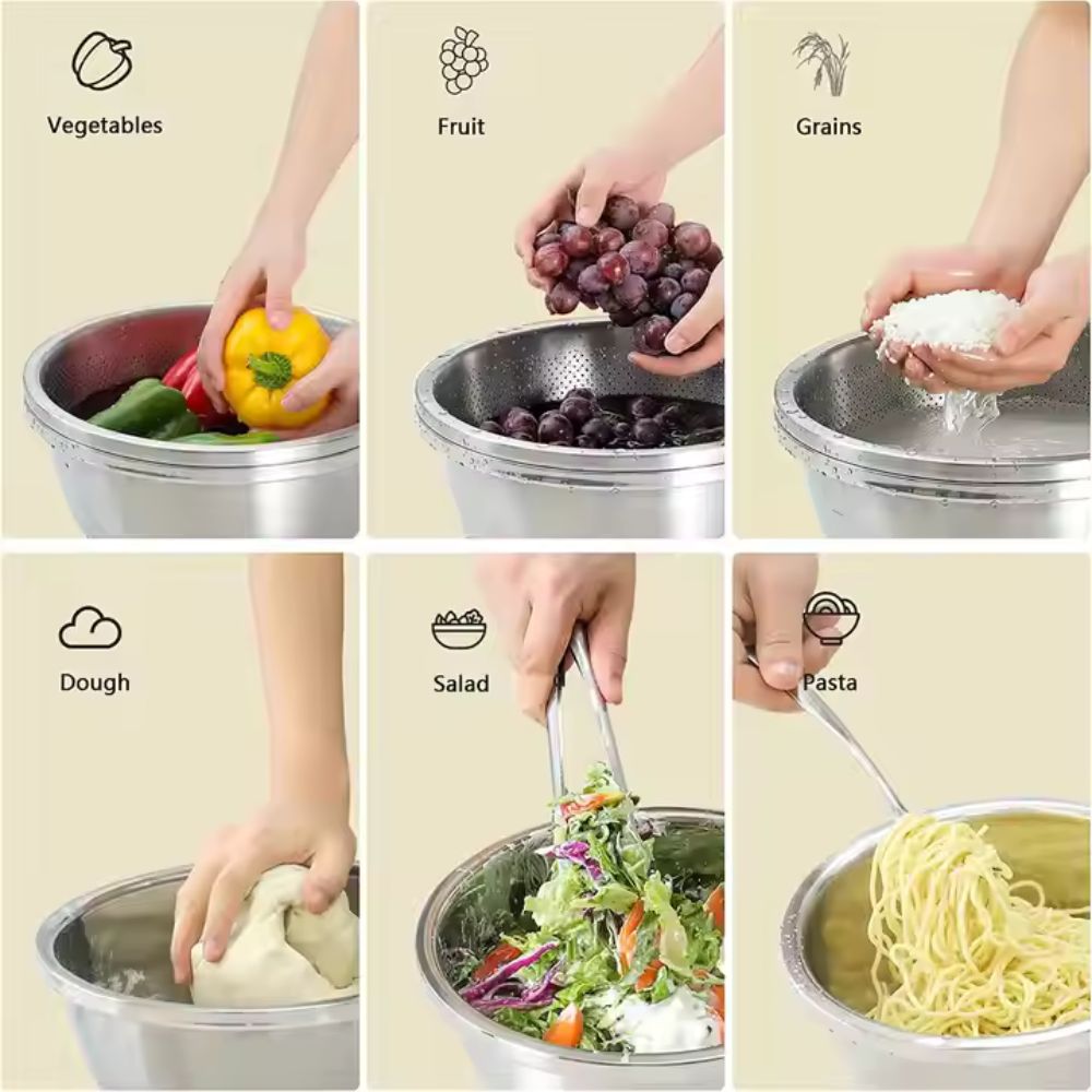 Stainless Steel Colander and Mixing Bowl Set