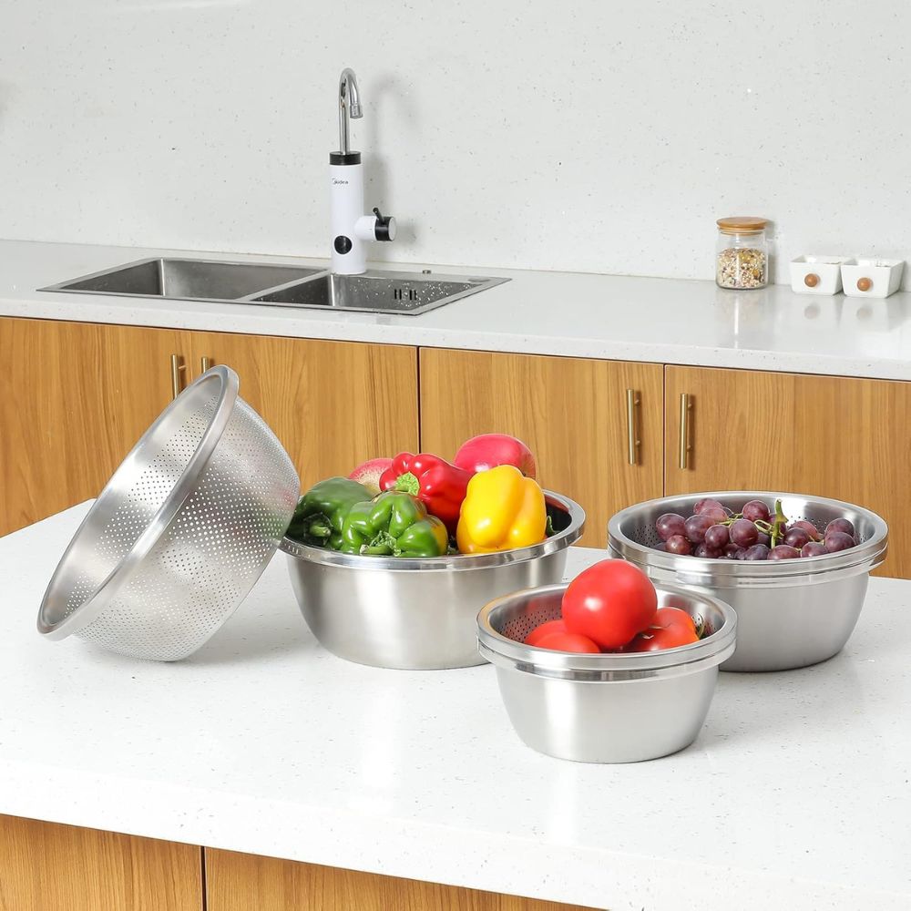 Stainless Steel Colander and Mixing Bowl Set
