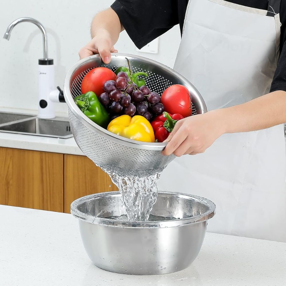 Stainless Steel Colander and Mixing Bowl Set