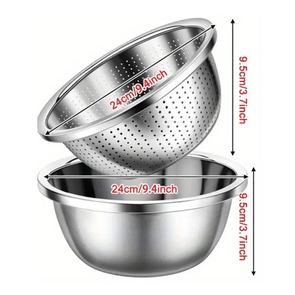 Stainless Steel Colander and Mixing Bowl Set