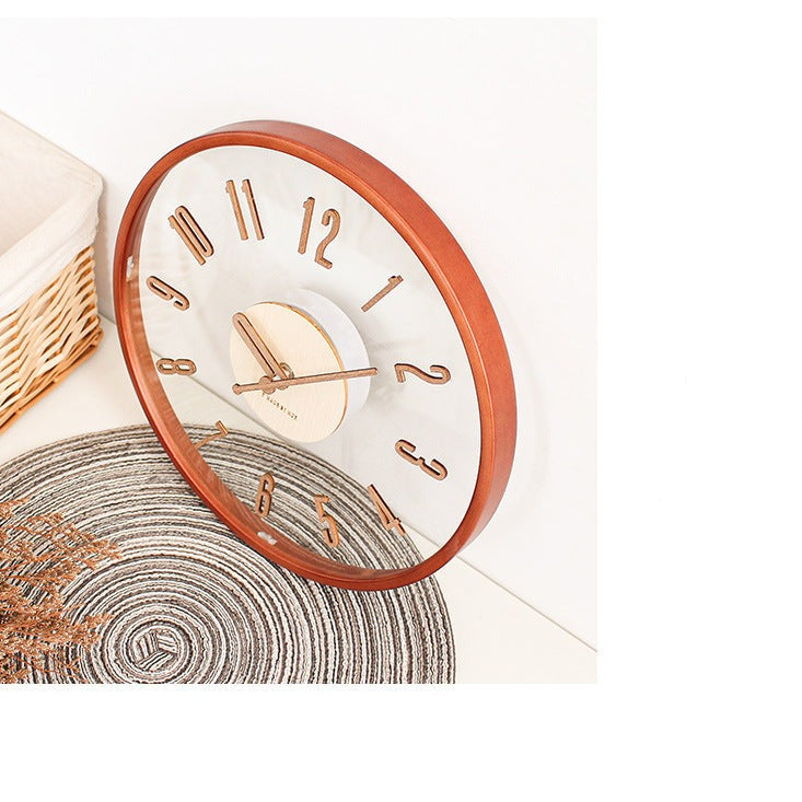 Silent Modern Wall Clock in Natural Wood and Acrylic
