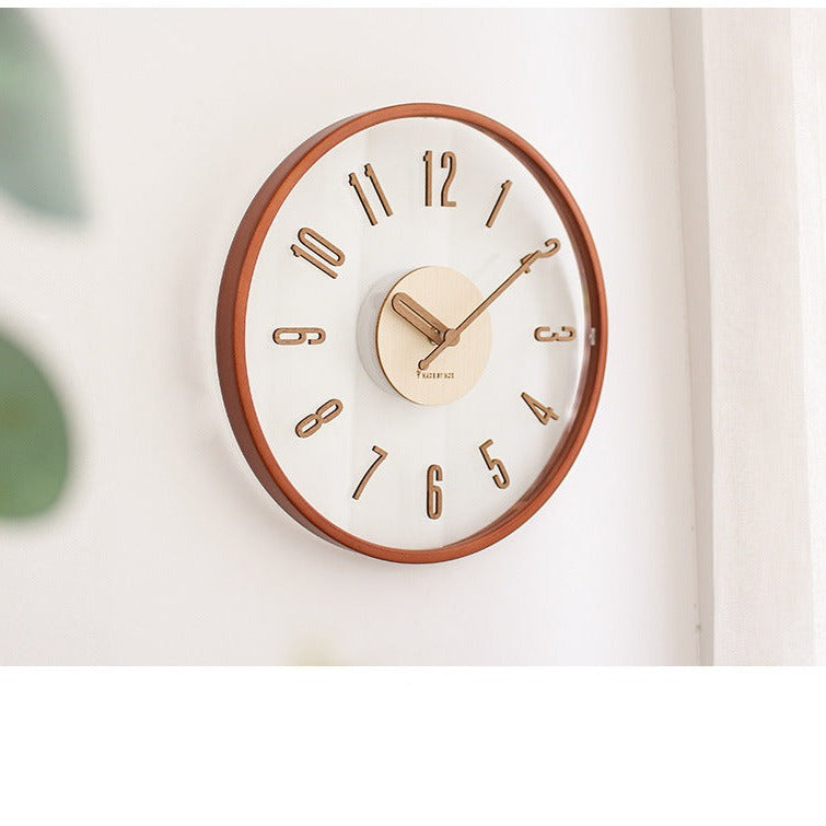 Silent Modern Wall Clock in Natural Wood and Acrylic