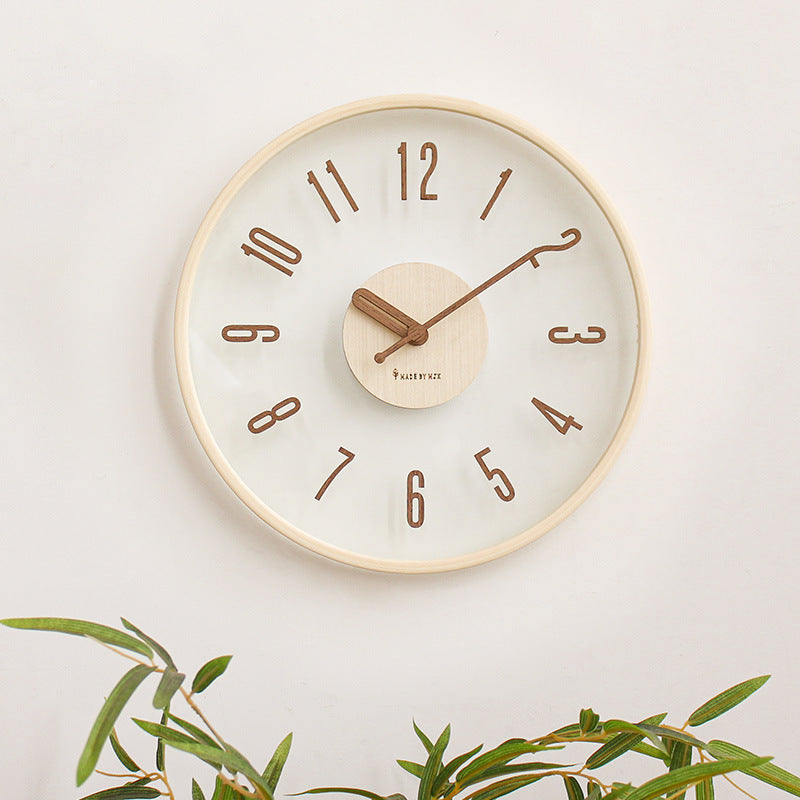 Silent Modern Wall Clock in Natural Wood and Acrylic