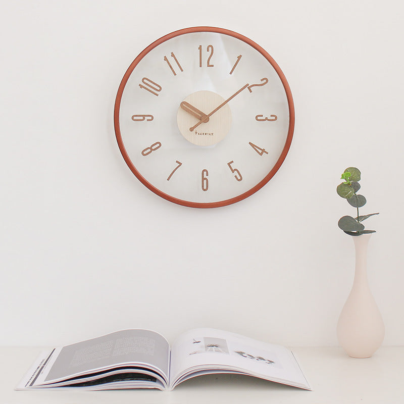Silent Modern Wall Clock in Natural Wood and Acrylic