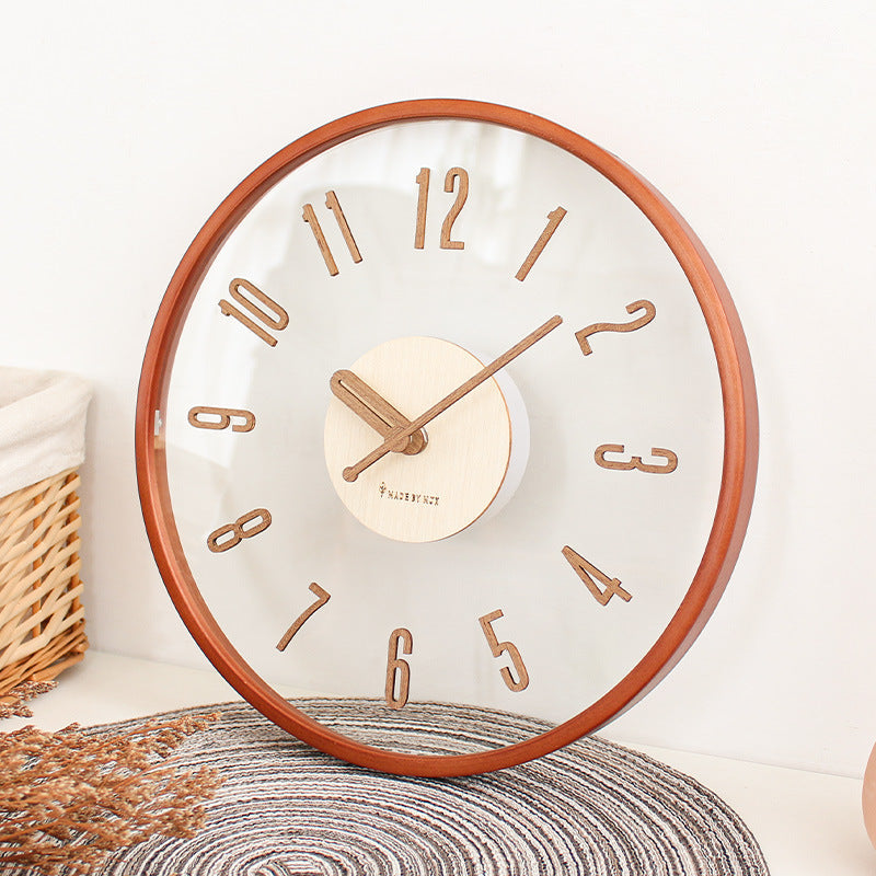 Silent Modern Wall Clock in Natural Wood and Acrylic