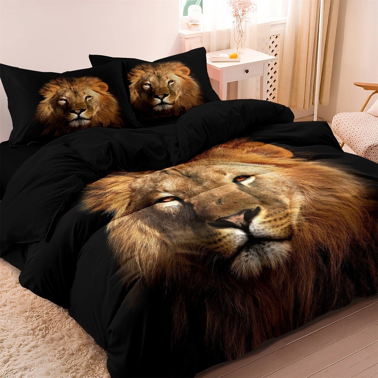 Safari Lion Print Duvet Cover in Soft Microfiber