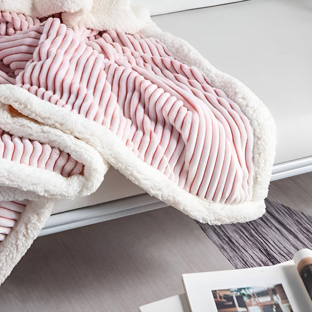 Double-Sided Fluffy Stripes Sherpa Blanket