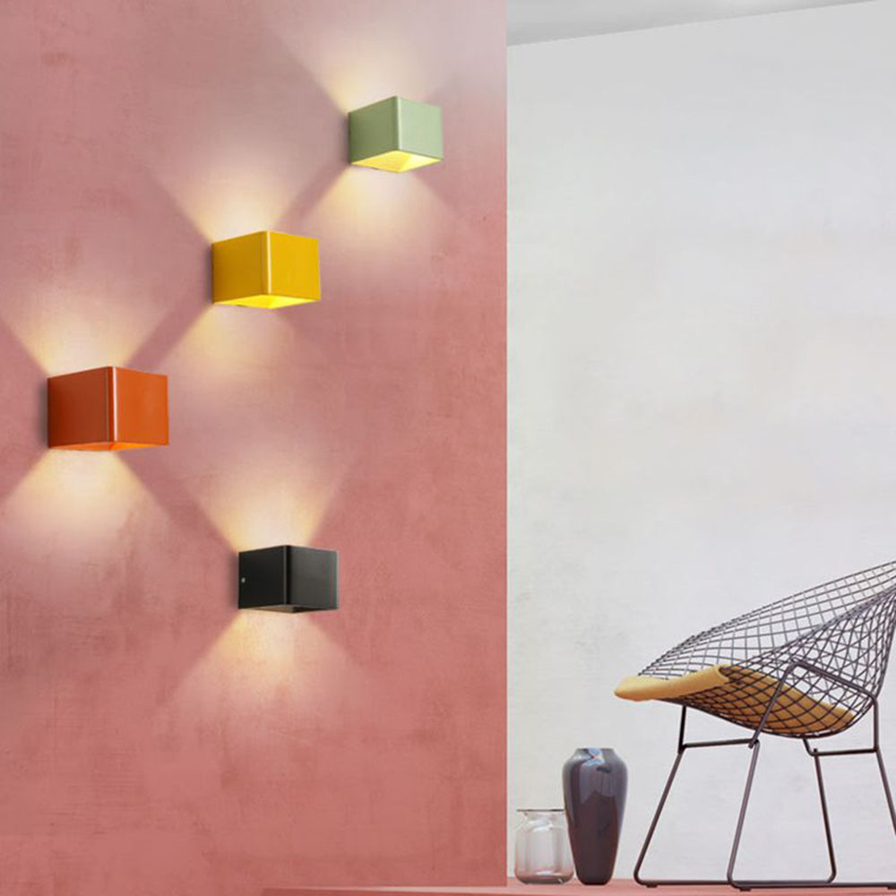 Modern Square Wall Light in Black, White, or Green