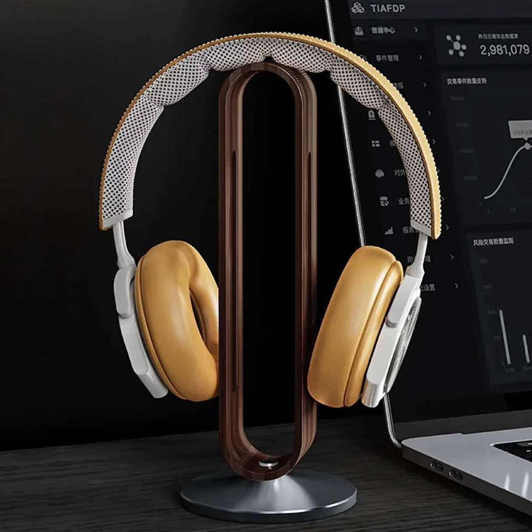 Eco-Friendly Bamboo Headphone Stand with Aluminum Support