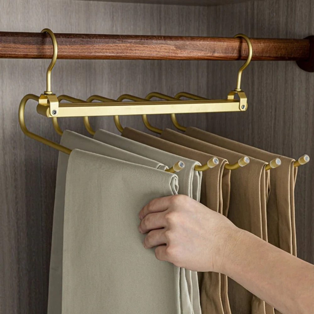 Gold Space-Saving Trouser Hanger with 360° Rotation