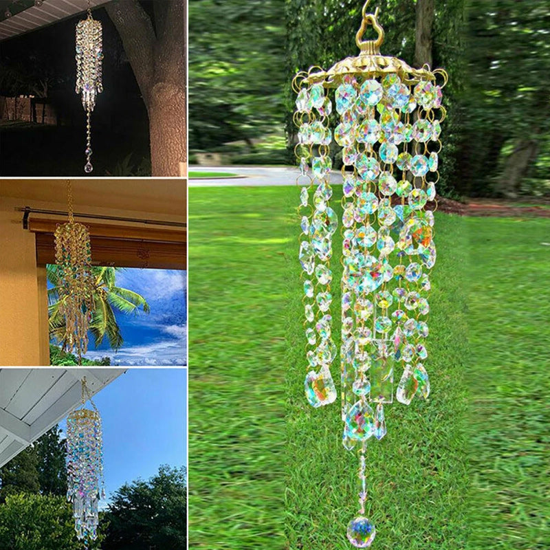 Aurora Crystal Glass Wind Chime with Colorful Beads