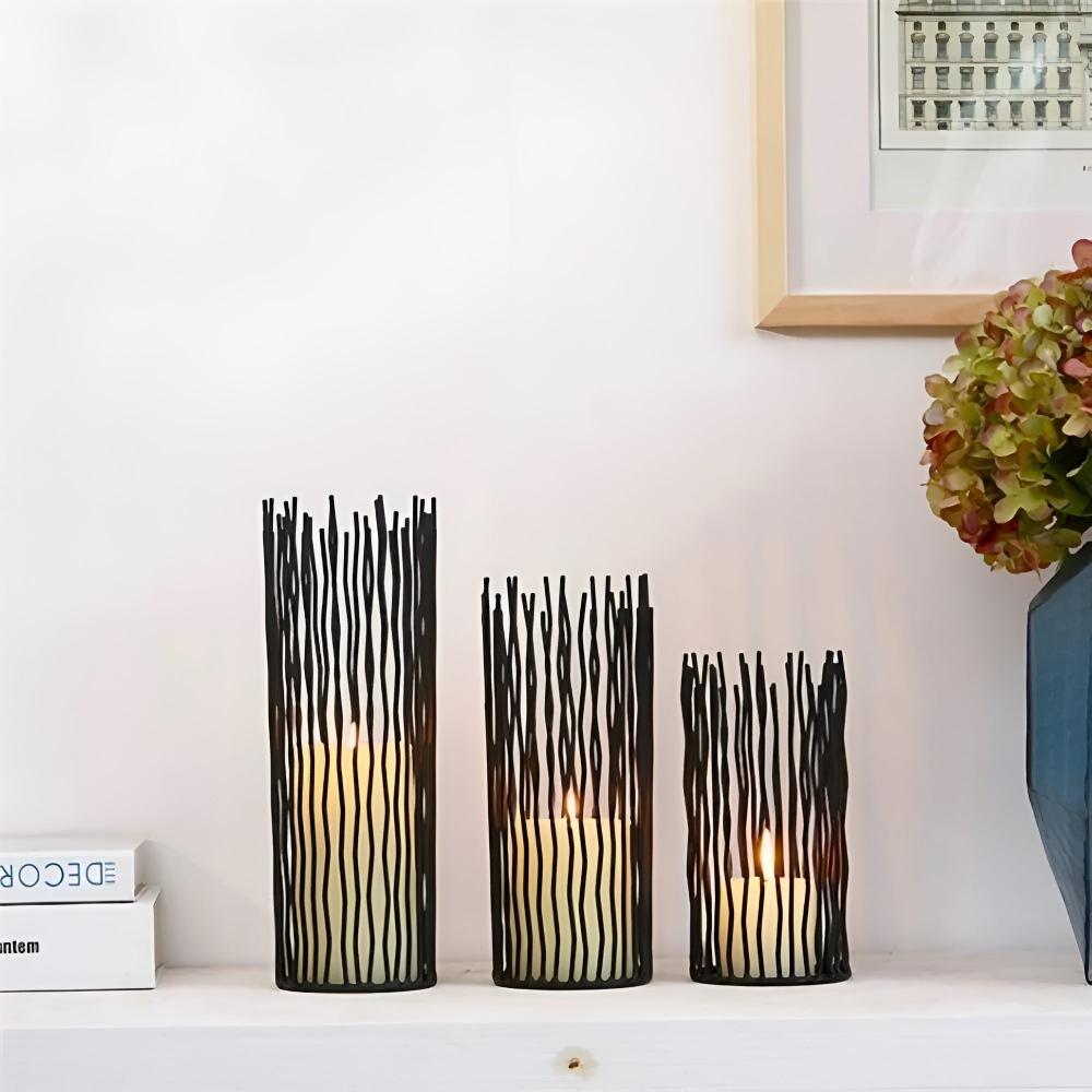 Black Iron Geometric Candle Holder