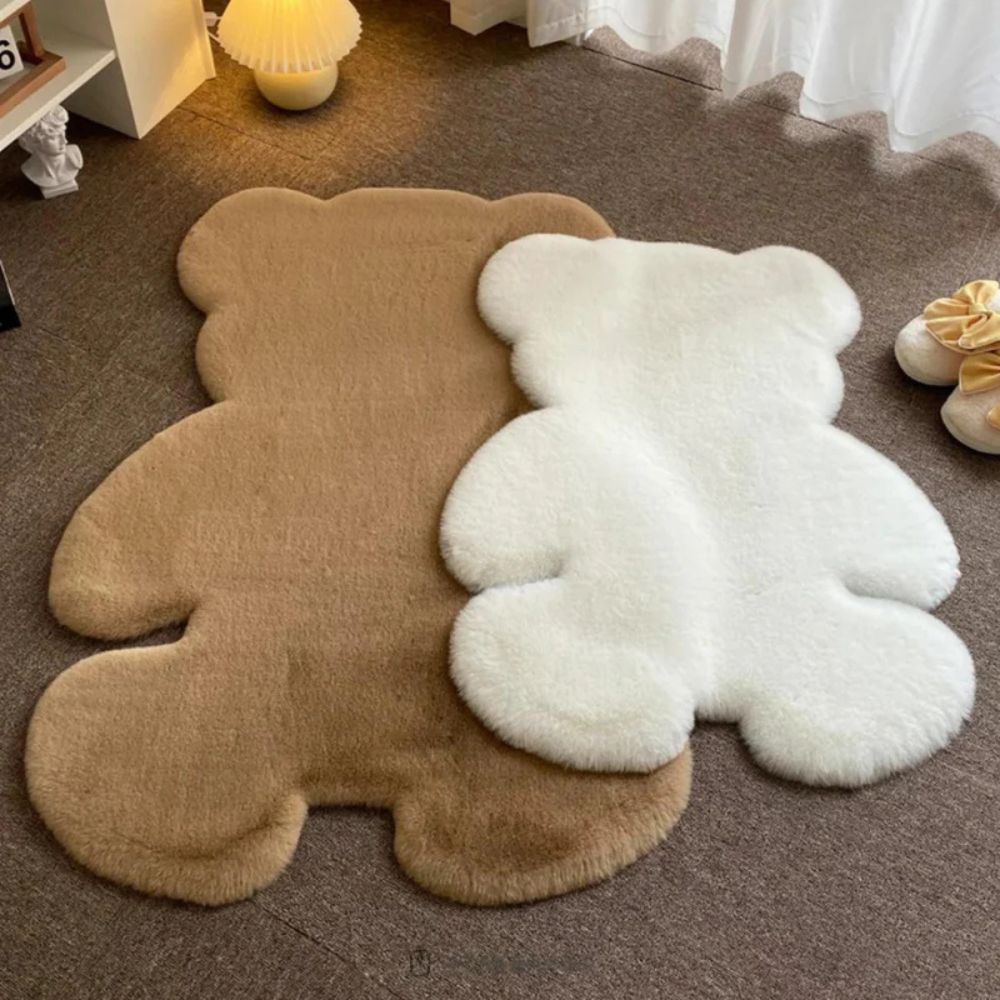 Plush Bear-Shaped Microfiber Area Rug