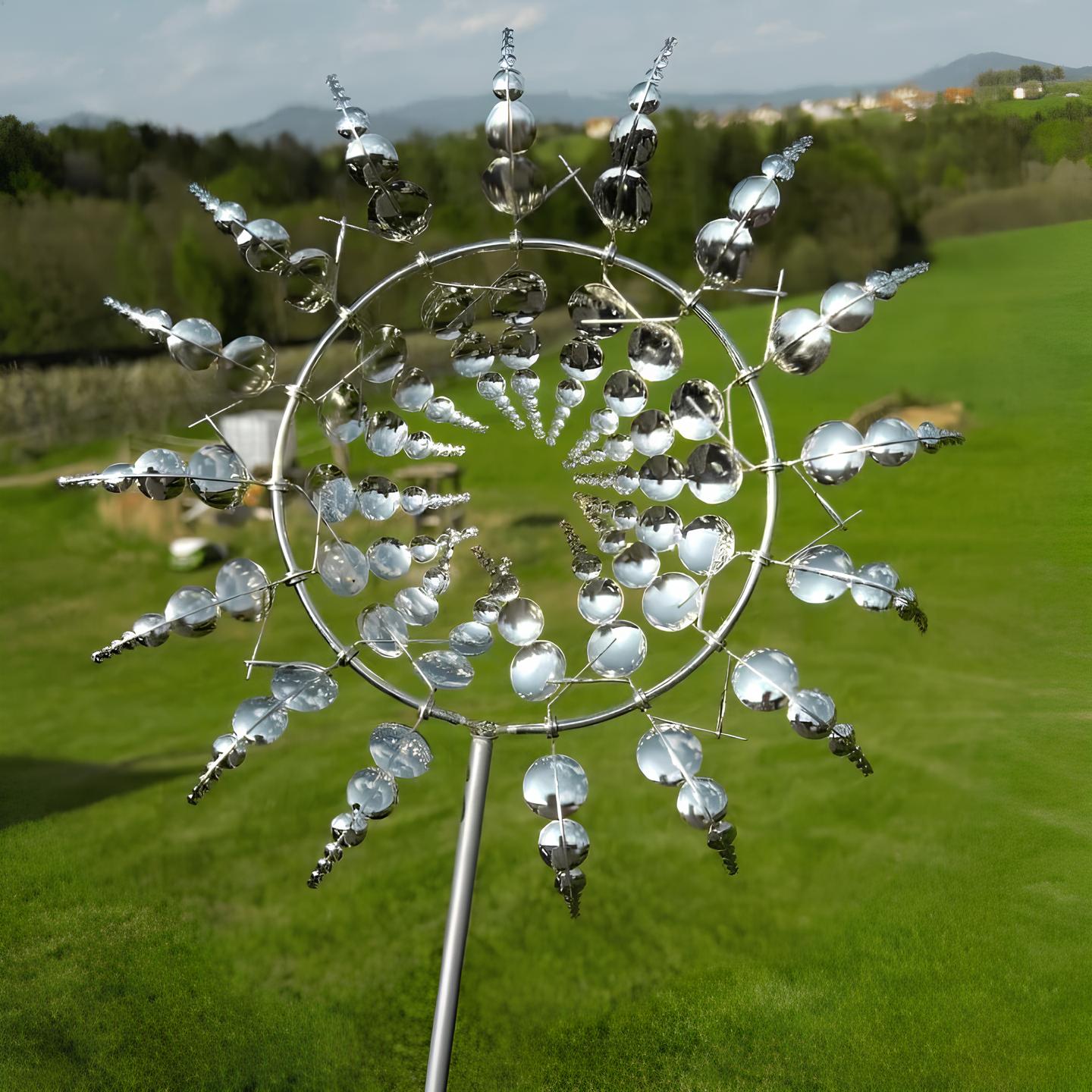 Metal Garden Windmill with Dual Motion and Antique Charm