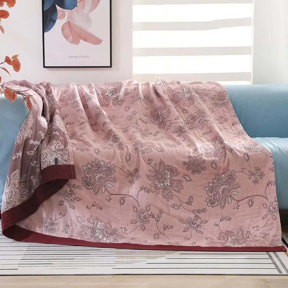 100% Cotton Floral Gauze Throw Blanket