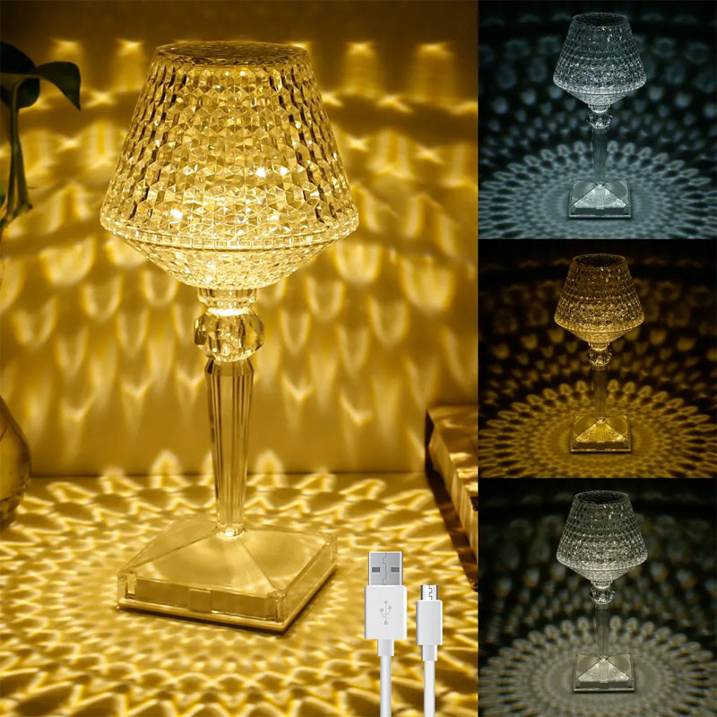Rechargeable Touch-Control Crystal Table Lamp