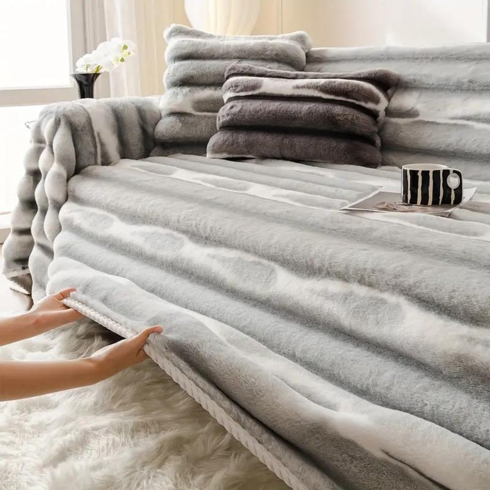 Plush Velvet Faux Fur Sofa Cover