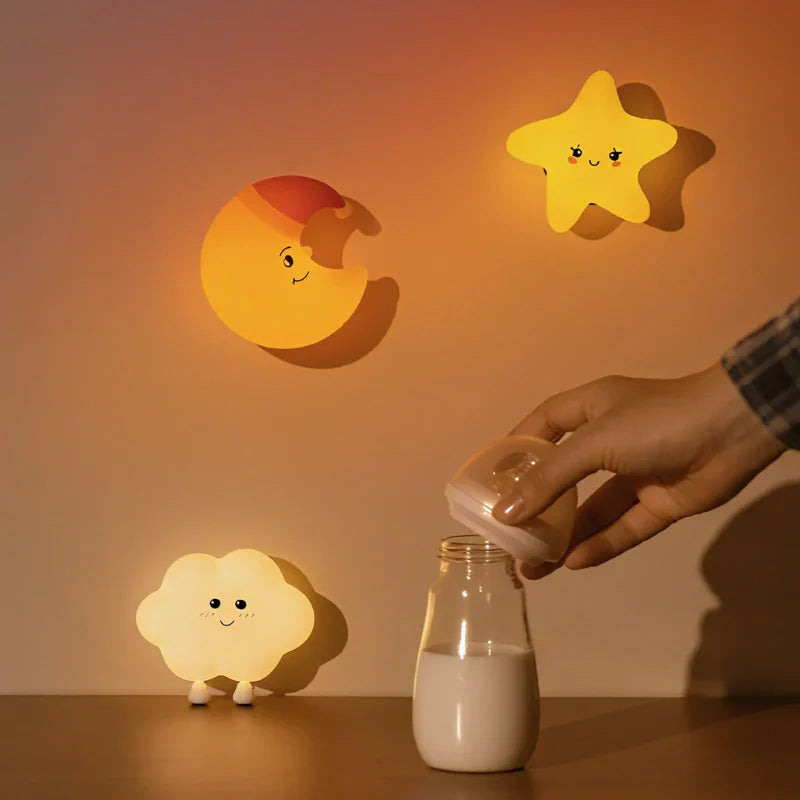 Rechargeable Night Light in Moon, Star, or Cloud Design