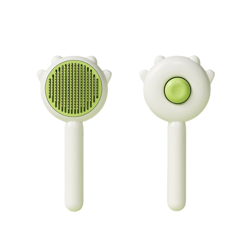 Pet Grooming Brush with Retractable Bristles - Pumpkin Design