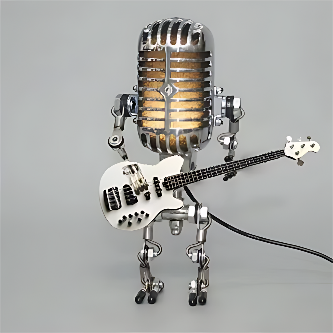Robot Table Lamp with Adjustable LED Light and Guitar Design