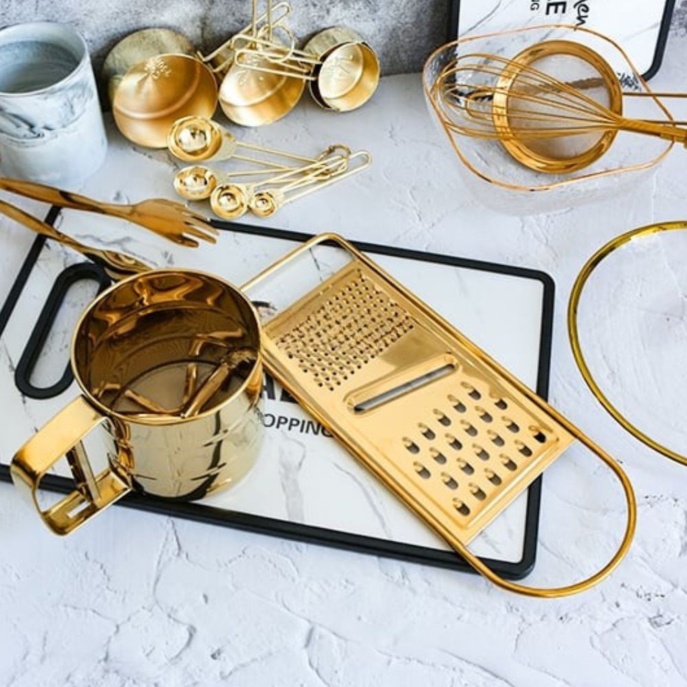 Golden Stainless Steel Grater with Three Grating Surfaces