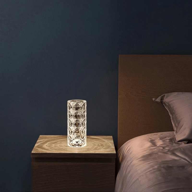 Crystal Touch Table Lamp with Rose-Shaped Silhouette