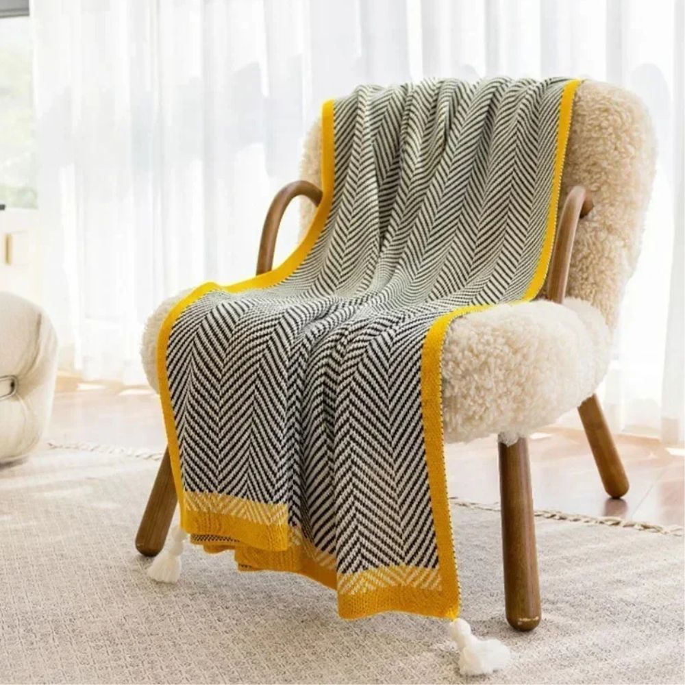 Golden Chevron Lightweight Throw Blanket