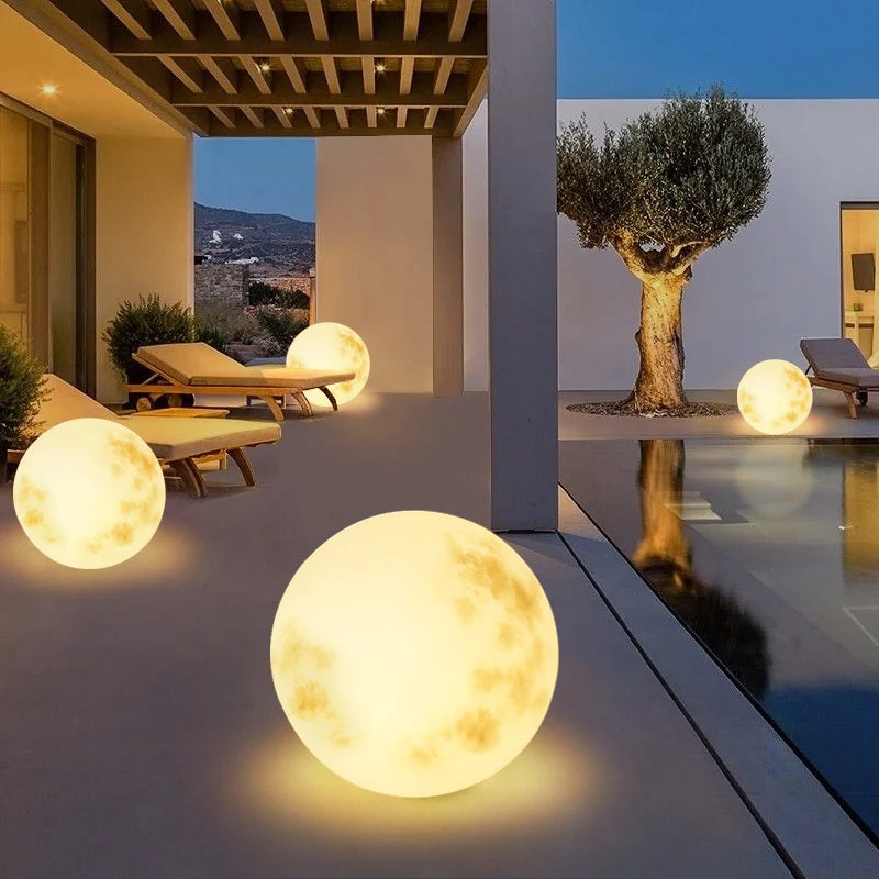 Moon-Shaped Outdoor Garden Lamp with USB Power