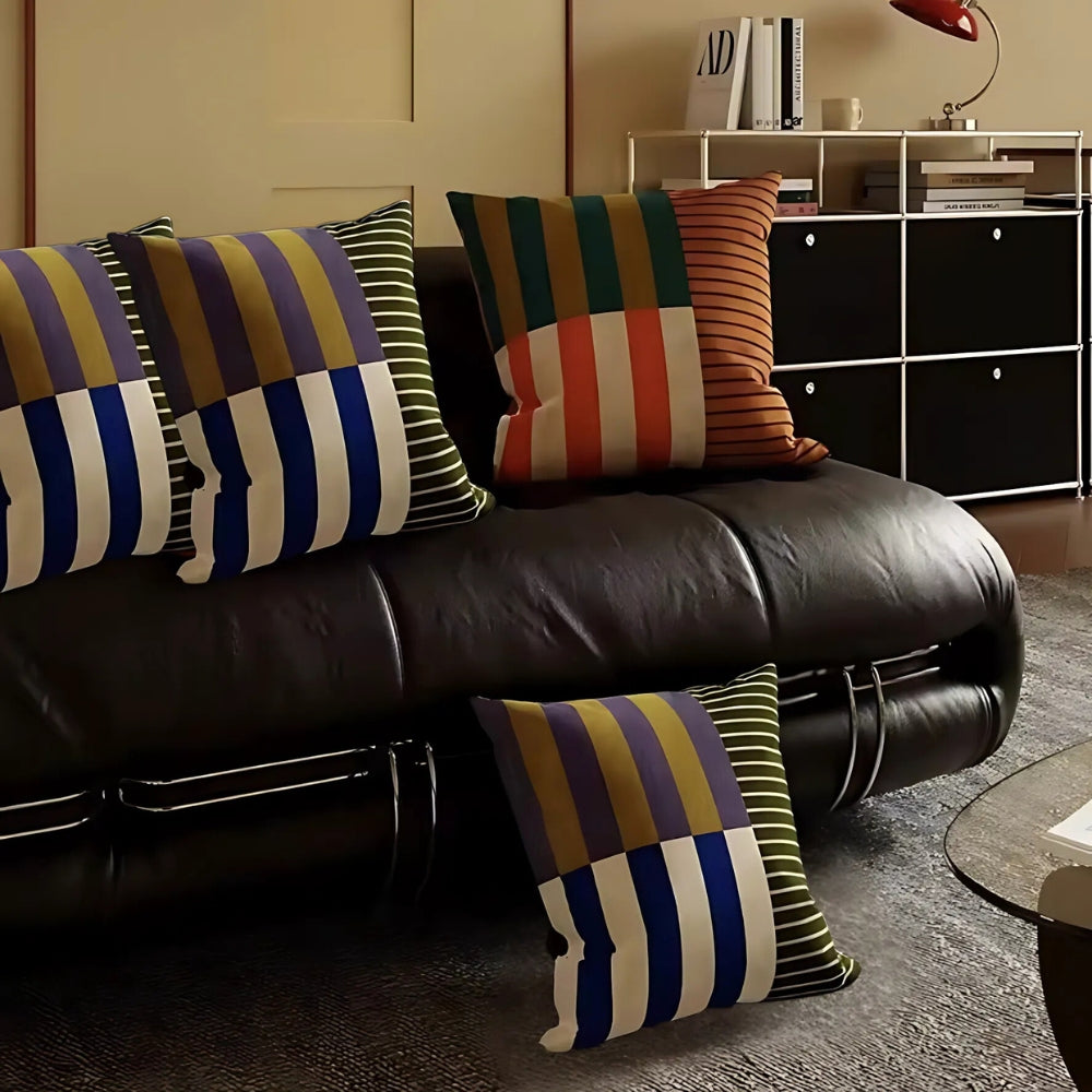Striped Microfiber Cushion Cover with Invisible Zipper
