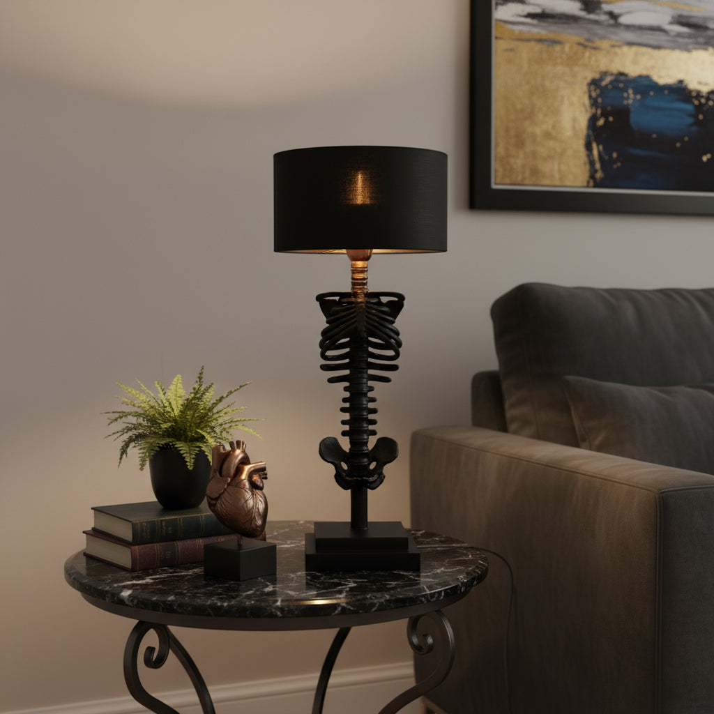 Skeleton Table Lamp with Gold and Copper Shade