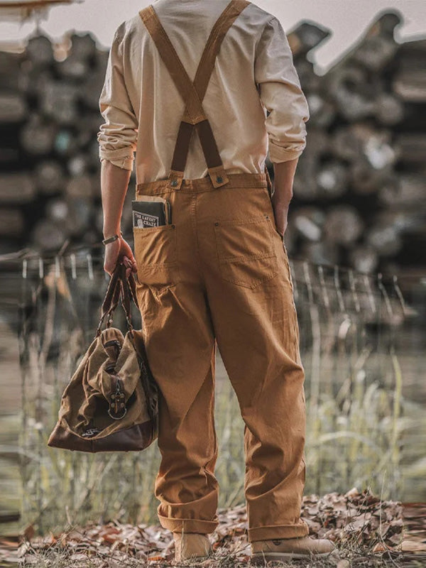 Slim Fit Cotton Duck Chore Overalls with Pockets