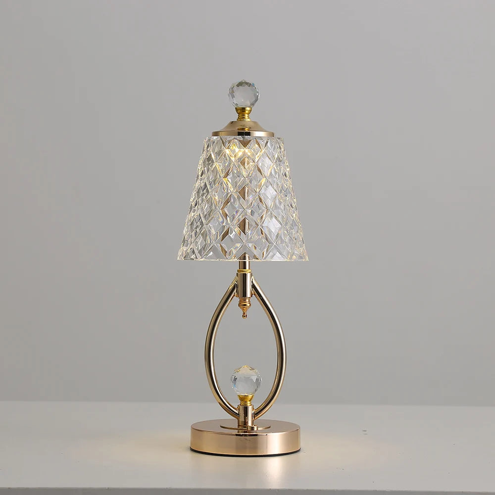 Vintage Crystal Table Lamp with Adjustable Lighting