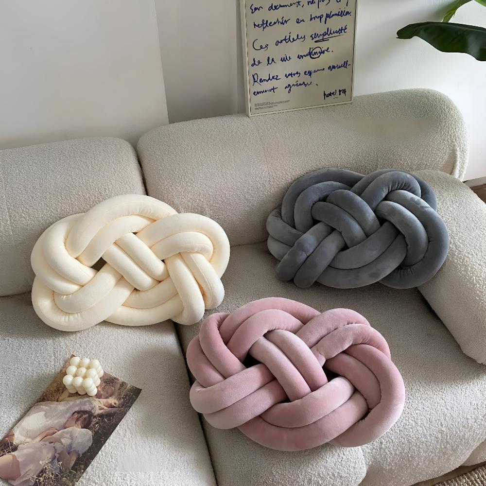 Braided Plush Cotton Cushion 18x14 Inches
