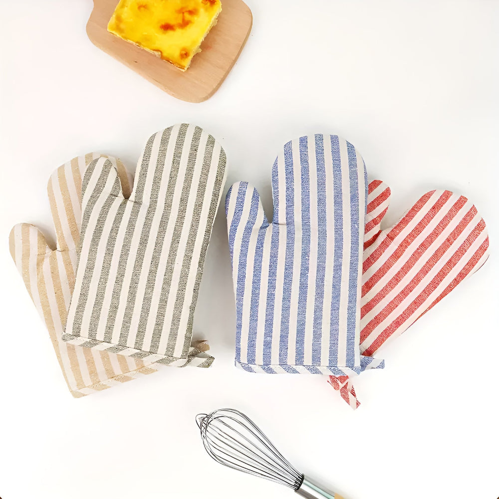 Premium Striped Heat-Resistant Oven Mitt with Non-Slip Grip